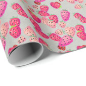 Reife Erdbeeren Handgezeichnete Textur Geschenkpapier (Rolleneckpunkt)