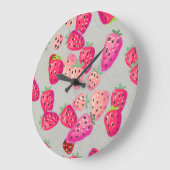 Reife Erdbeeren Handgezeichnete Textur Große Wanduhr (Winkel)