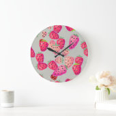 Reife Erdbeeren Handgezeichnete Textur Große Wanduhr (Zuhause)