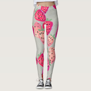 Reife Erdbeeren Handgezeichnete Textur Leggings