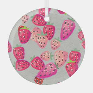 Reife Erdbeeren Handgezeichnete Textur Ornament Aus Glas
