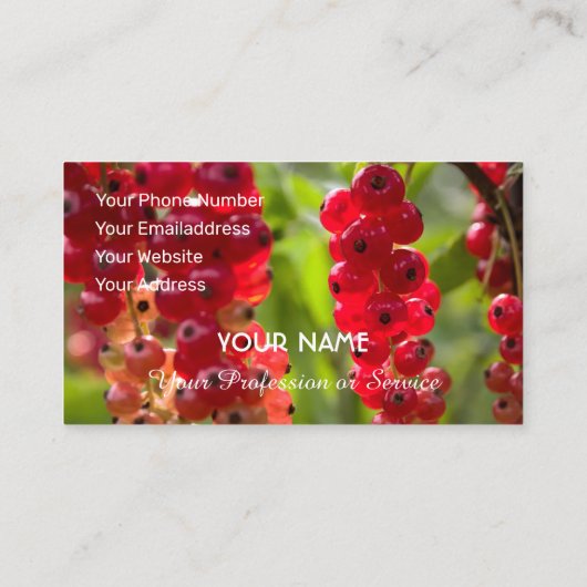 Reife, fruchtige Johannisbeere für Bauern Visitenkarte (Rückseite)