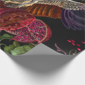 Reife Granatapfelfrüchte, Kranvögel und wild Geschenkpapier (Ecke)