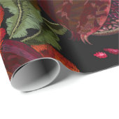 Reife Granatapfelfrüchte, Kranvögel und wild Geschenkpapier (Rolleneckpunkt)