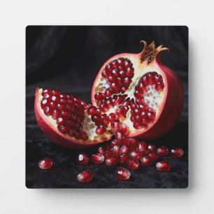 Reife Granatapfelsamen Saftige Frucht Dramatisch Fotoplatte