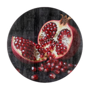 Reife Granatapfelsamen Saftige Frucht Dramatisch Schneidebrett