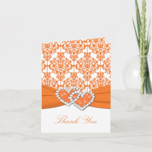 Reife Orange Damask Danke Note Card (Vorderseite)