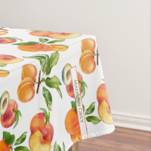 Reife Pfirsiche, Aprikosen und Pflaumen Fruchtmust Tischdecke