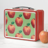 Reife rote Äpfel Muster auf grünem Hintergrund Metall Brotdose (Beispiel)