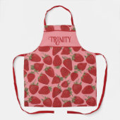 Reife Rote Erdbeeren auf rosa Personalisiert Schürze (Vorderseite)