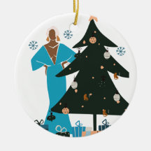 Reife schwarze Frau Weihnachten