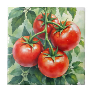 Reife Tomatenranke Aquarell Frisch Fliese