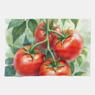 Reife Tomatenranke Aquarell Frisch Geschirrtuch