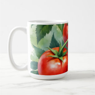 Reife Tomatenrebe Wasserfarbe Frisch Kaffeetasse