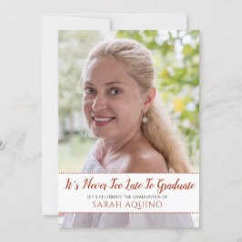 Reife weibliche Foto nie zu spät abschließen Einladung