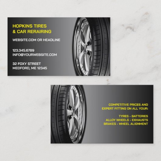 Reifen Auto Reparaturkarte Visitenkarte (Vorne/Hinten)