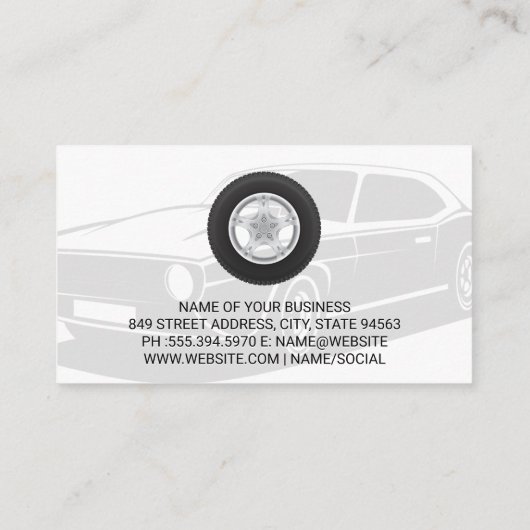 Reifen- und Radbetrieb | Auto-Autoreifen-Logo Visitenkarte (Rückseite)