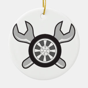 Reifen und Schlüssel Keramik Ornament