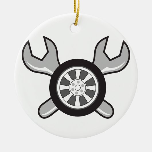 Reifen und Wrenches Keramik Ornament (Vorne)