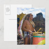 Reifender Mann mit Schlagzeug, Zocalo, Postkarte (Vorne/Hinten)