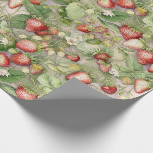 Reifenfeld, rote Erdbeeren. Geschenkpapier (Ecke)