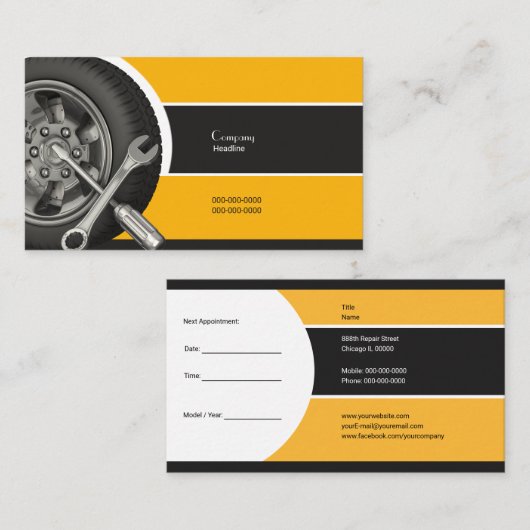 Reifenreparatur Visitenkarte (Vorne/Hinten)