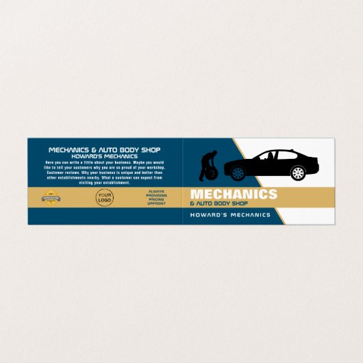 Reifenwechsel, Mechanik und Reparaturen des Auto, Visitenkarten (Außenseite Aufgefaltet)