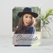 Reifer u. Elegan Absolvent, Abschluss-Mitteilungen Einladung (Stehend Vorderseite)