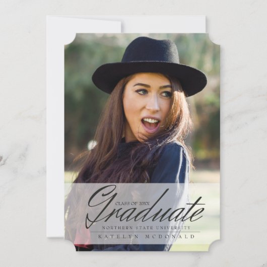 Reifer u. Elegan Absolvent, Abschluss-Mitteilungen Einladung (Vorderseite)