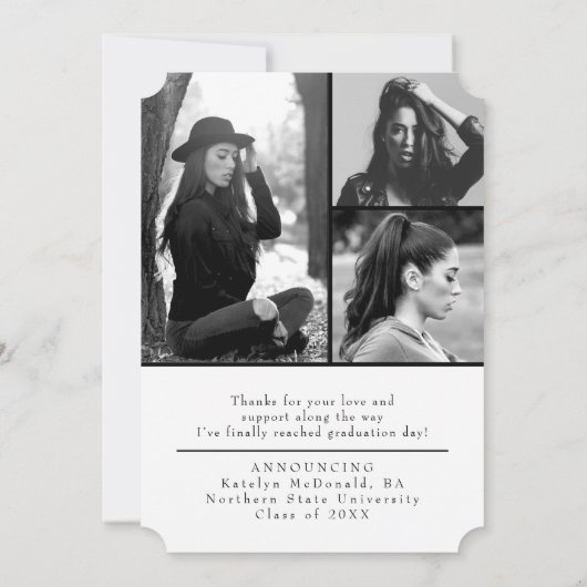 Reifer u. Elegan Absolvent, Abschluss-Mitteilungen Einladung (Rückseite)