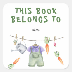 Reifes Baby-Shower-Exlibris - Dieses Buch gehört Quadratischer Aufkleber