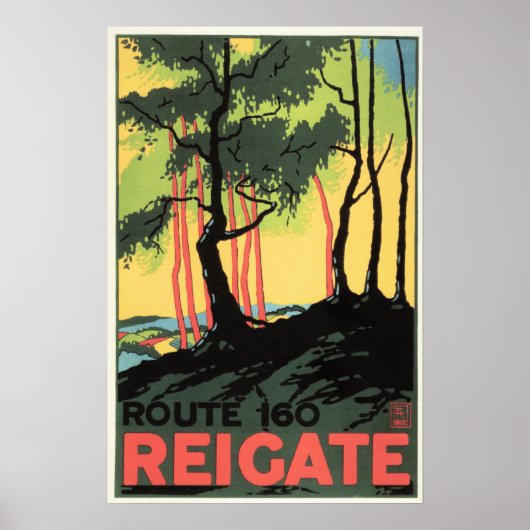 REIGATE Route 160 Surrey England Vintage Eisenbahn Poster (Vorne)