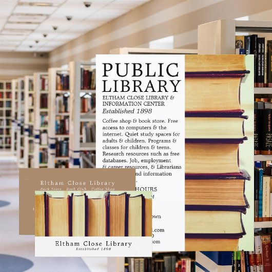 Reihe alter Bücher, Bibliothek Visitenkarte