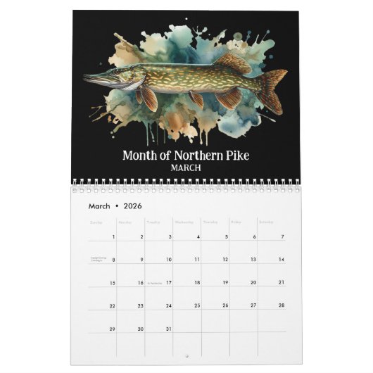 Reihe Aquarellfarben: 2 Kalender für die Fischzeit (Mär 2026)