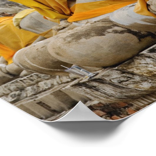 Reihe Buddha Statuen, Wat Yai Chaya Mongkol Poster (Ecke)