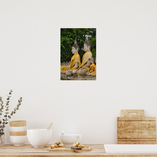 Reihe Buddha Statuen, Wat Yai Chaya Mongkol Poster (Küche)