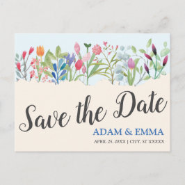 Reihe der Aquarellfarben-Wildblume Save the Date H Postkarte