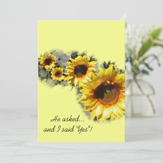 Reihe der gelben Sonnenblumen Garten Engagement Pa Einladung (Stehend Vorderseite)