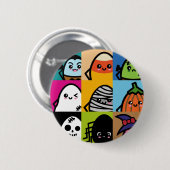 Reihe der grauen Eier - Halloween Button (Vorne & Hinten)