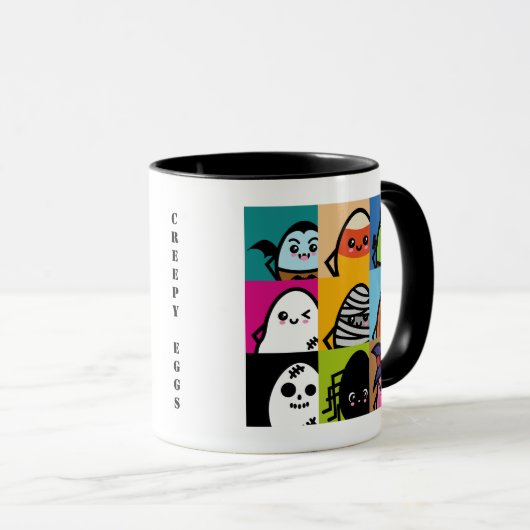 Reihe der grauen Eier - Halloween | Name hinzufüge Tasse (VorderseiteRechts)