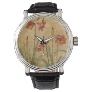 Reihe der roten Amaryllis Armbanduhr