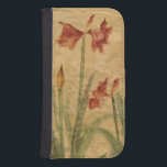 Reihe der roten Amaryllis Galaxy S4 Geldbeutel Hülle<br><div class="desc">© Cheri Blum/wildes Apple.  Eine Reihe der roten Amaryllis. Das Bild hat einen Vintagen Blick und Gefühl zu ihm,  größtenteils wegen des rötlichen Goldes verblaßte Hintergrund.</div>