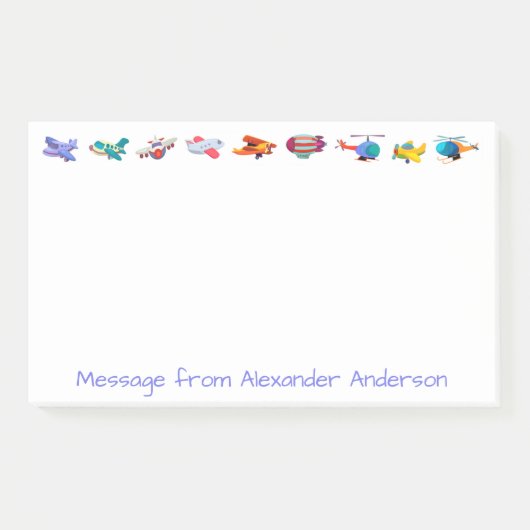 Reihe farbiger Flugzeuge personalisieren Notizen (Vorderseite)