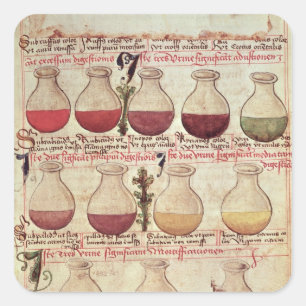 Reihe Flagons für Urinanalyse Quadratischer Aufkleber