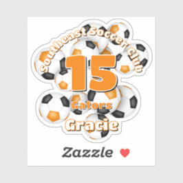 Reihe orangefarbener schwarzer Fußballbälle Mannsc Aufkleber