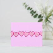 Reihe rosa Herzen Postkarte (Stehend Vorderseite)