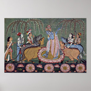 Reihe Scene Râgmâlâ: Krishna mit seinem Flute in Poster