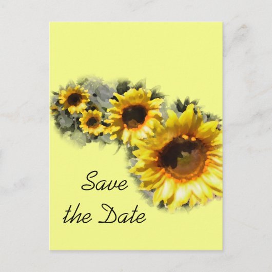 Reihe Sonnenblumen Hochzeit Save the Date Ankündigungspostkarte (Vorderseite)