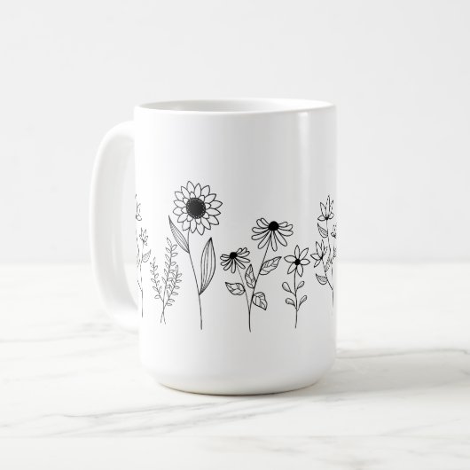 Reihe von Blumenstems Boho Linie Art Kaffeetasse (Vorderseite Links)