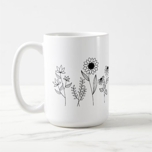 Reihe von Blumenstems Boho Linie Art Kaffeetasse (Links)